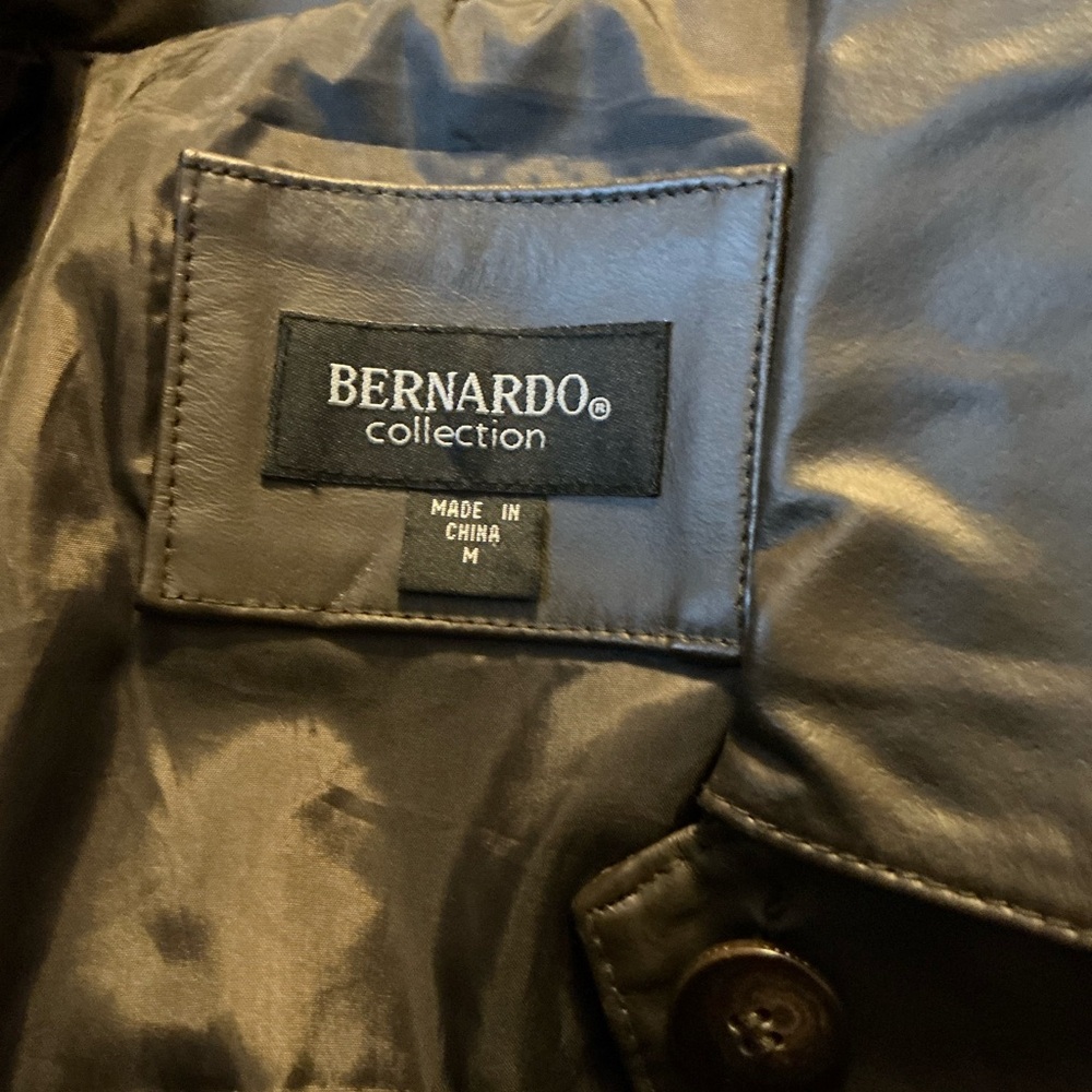 Bernardo Dark Brown Leather Jacket Button Front S… - image 2